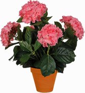 Kunstplant Hortensia Roze - H 45cm - Terra sierpot - Mica Decorations