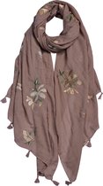 Juleeze Sjaal Dames Print 70x180 cm Bruin Synthetisch Bloemen Shawl Dames Cadeau voor haar