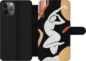 Bookcase Geschikt voor iPhone 11 Pro Max telefoonhoesje - Vrouw - Silhouette - Grijs - Met vakjes - Wallet case met magneetsluiting