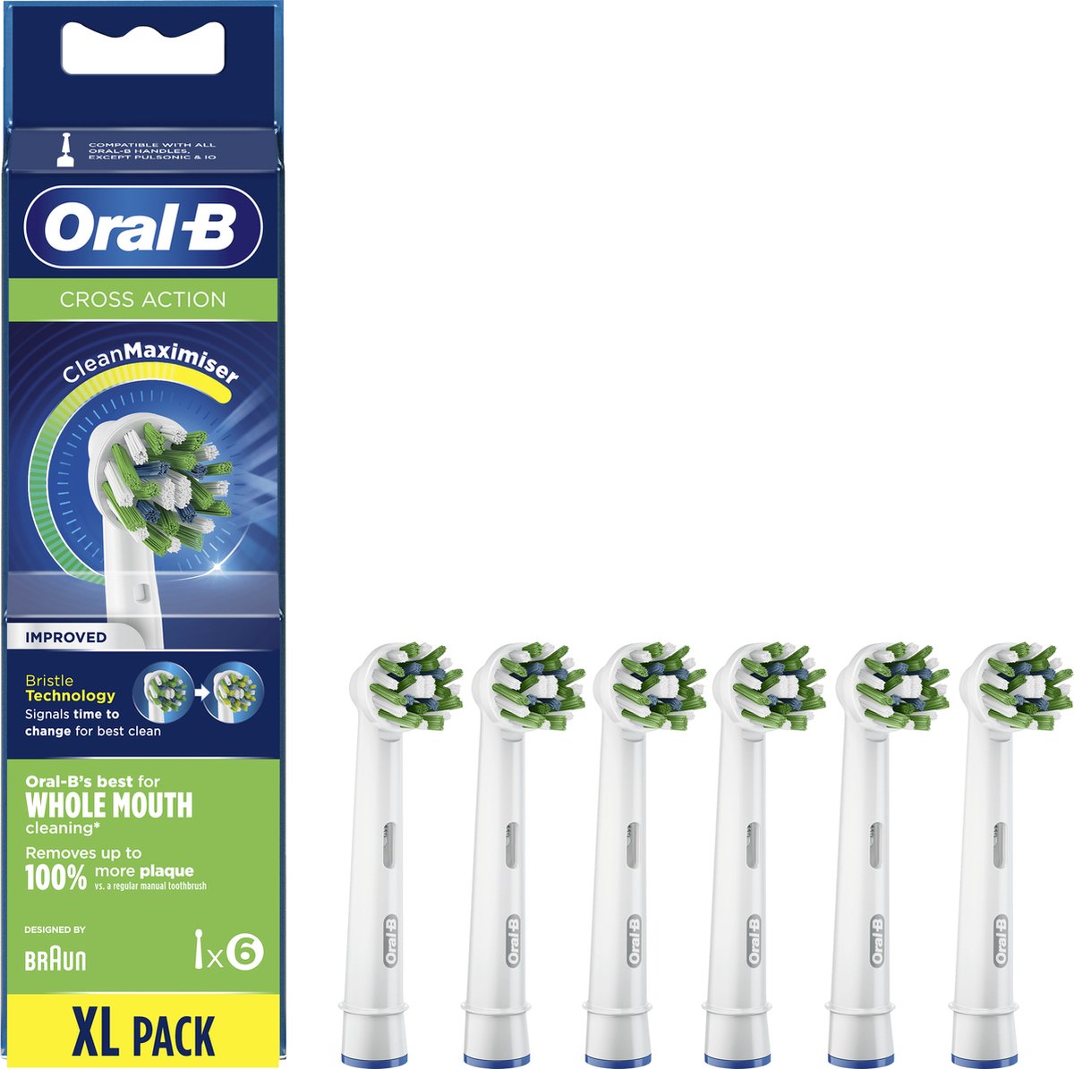 Oral-B CrossAction - Met CleanMaximiser-technologie - Opzetborstels - 6 Stuks