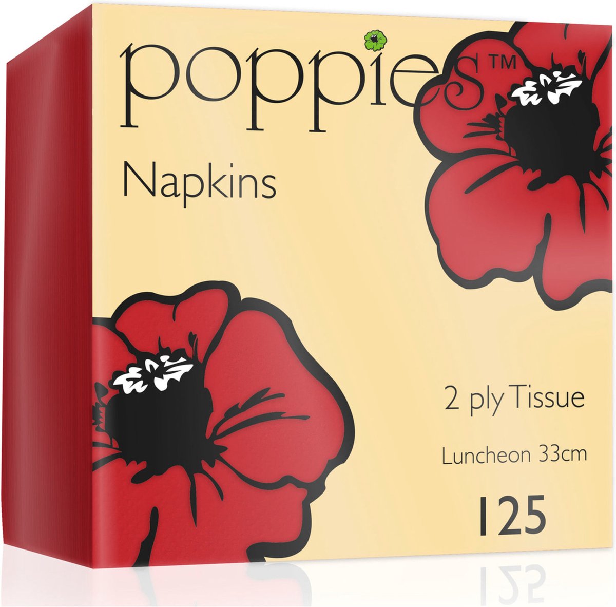 125x stuks 2-laags papieren tafelservetten rood 33 x 33 cm