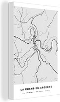 Canvas Schilderij Stadskaart – Zwart Wit - Kaart – La Roche en Ardenne – België – Plattegrond - 40x60 cm - Wanddecoratie