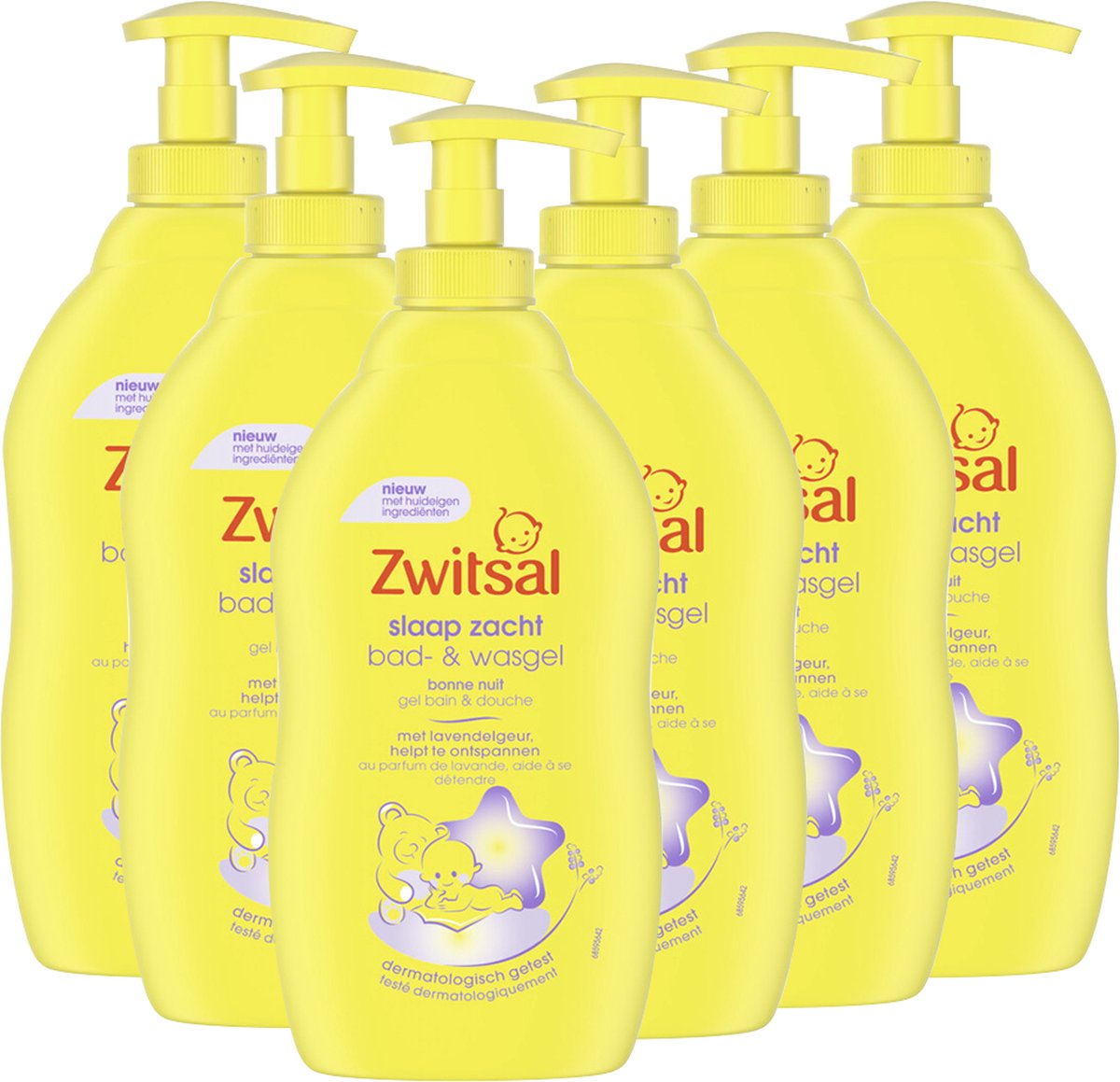 Zwitsal - Slaap Zacht - Bad & Wasgel - Lavendel - 6 x 400ml - Voordeelverpakking
