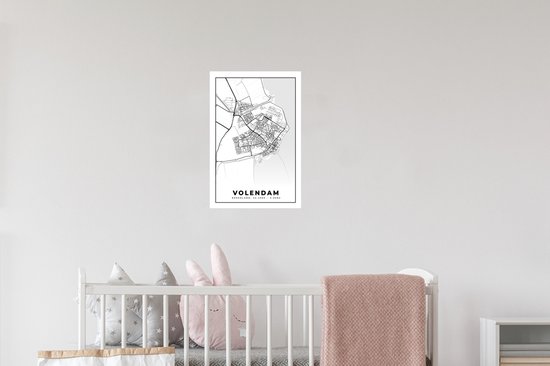 Stickers muraux - Carte - Volendam - 20x30 cm - Feuille adhésive - Plan de la ville