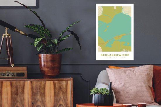 Stickers muraux - Carte - Plan de la ville - Beulakerwide - Vintage - Carte - 40x60 cm - Feuille adhésive