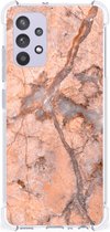 Mobiel Hoesje Geschikt voor Samsung Galaxy A32 4G | A32 5G Enterprise Editie Telefoon Hoesje met doorzichtige rand Marmer Oranje