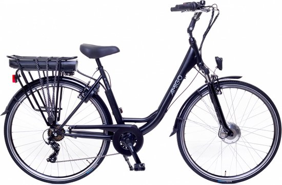 Amigo E-Active - Elektrische dames fiets - Met 6 versnellingen - Matzwart