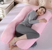 ByFame zwangerschapskussens XXL - Voedingskussen - lichaamskussen - 280cm - Zachte fleece stof - Body Pillow - Afneembare hoes - Roze