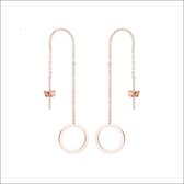 Aramat jewels ® - Doortrek oorbellen cirkel rosékleurig staal 10cm