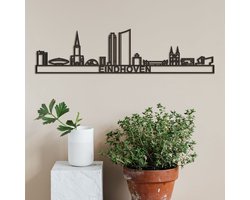 Skyline Eindhoven (mini) Zwart Mdf Wanddecoratie Voor Aan De Muur Met Tekst City Shapes