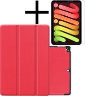 iPad Mini 6 Hoesje Plus Screenprotector Book Case Cover Plus Screen Protector - Rood