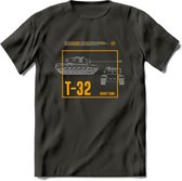 T32 Heavy tank leger T-Shirt | Unisex Army Tank Kleding | Dames / Heren Tanks ww2 shirt | Blueprint | Grappig bouwpakket Cadeau - Donker Grijs - S