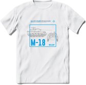 M18 Hellcat leger T-Shirt | Unisex Army Tank Kleding | Dames / Heren Tanks ww2 shirt | Blueprint | Grappig bouwpakket Cadeau - Wit - M