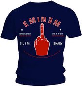 Eminem Heren Tshirt -2XL- Detroit Finger Blauw