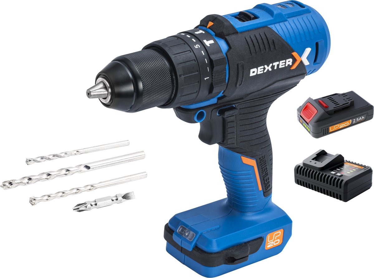 DEXTER - accuboormachine - 2 accu's 2.5AH &, 5AH - 1 lader | bol.com