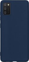 Hoesje Geschikt voor Samsung A02s Hoesje Siliconen Cover Case - Hoes Geschikt voor Samsung Galaxy A02s Hoes Back Case - Donkerblauw.