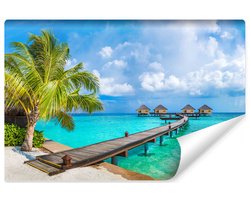 Fotobehang Tropische Vakantiehuizen Op De Malediven - Vliesbehang - 416 x 254 cm
