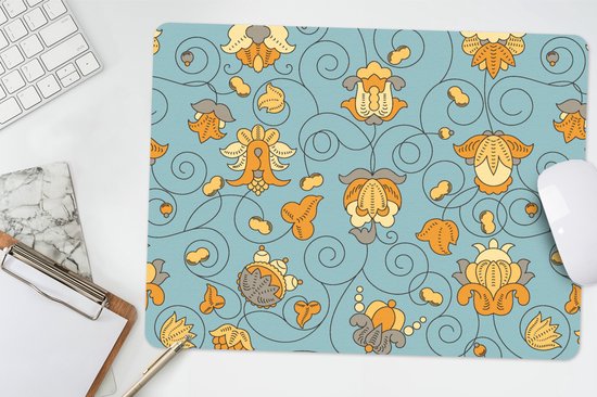 Bureau onderlegger 40x30 cm - Muismat Patronen - Vintage - Bloemen - Bureaulegger xl - Desk mat beschermer - Computer muismatten