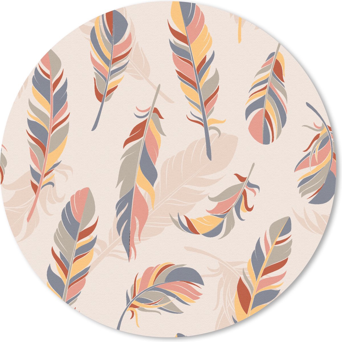 Muismat rond 30x30 cm - Mousepad Veer - Pluimen - Patronen - Pastel - Ronde muismatten