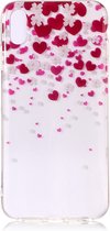 Peachy Soepel TPU hartjes en bloemen hoesje iPhone XS Max - Roze Rood