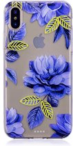Peachy Doorzichtig Blauwe Bloemen iPhone X XS TPU hoesje - Blauw