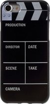 Peachy Movie hoesje iPhone 7 8 SE 2020 SE 2022 Filmklapper cover Zwart wit Silicone TPU case