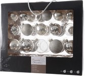 42x Zilveren glazen kerstballen 5-6-7 cm - Glans/mat/glitter/doorzichtig - Kerstboomversiering zilver