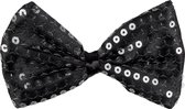 Zwarte verkleed vlinderstrik met pailletten 11 cm voor dames/heren - Carnaval/feest/verkleedaccessoires voor volwassenen