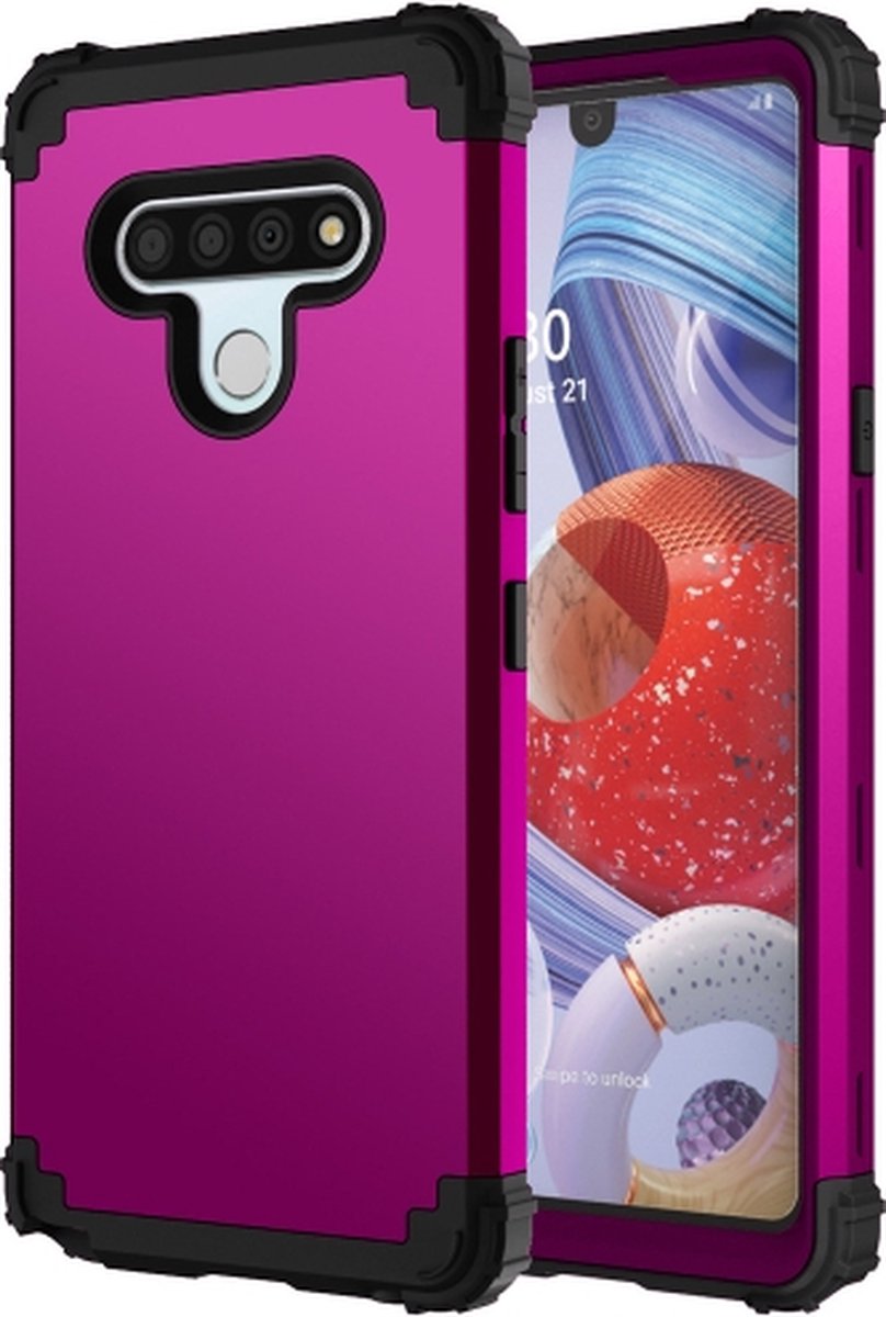 Voor LG Stylo 6 3 in 1 schokbestendige pc siliconen beschermhoes