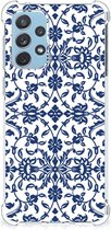 Shockproof Case Geschikt voor Samsung Galaxy A73 Silicone Back Case met transparante rand Flower Blue