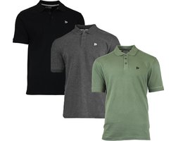 3-Pack Donnay - Polo (Noah) - Sportpolo - Heren - Black/Charcoal/Army green (416) - maat 3XL