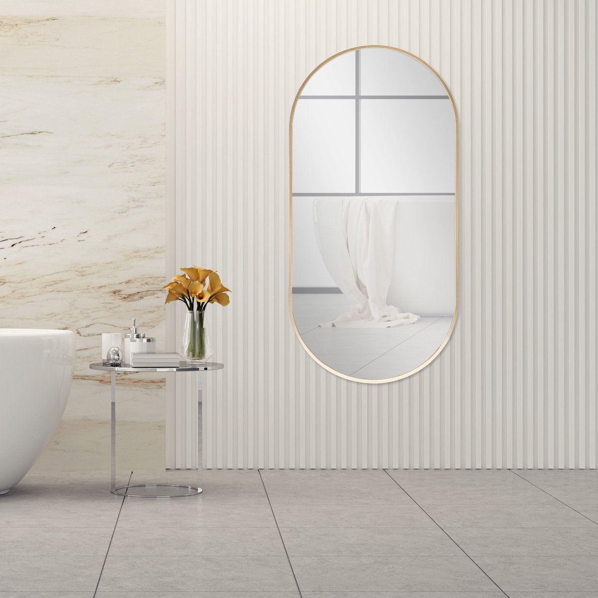 en.casa Passpiegel Corato hangend 40x80 cm goudkleurig