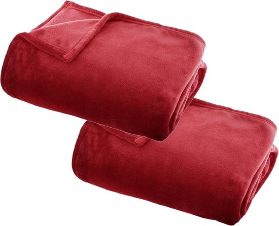 2x Stuks Fleece deken/fleeceplaid rood 125 x 150 cm polyester - Bankdeken -  Fleece... | bol.com