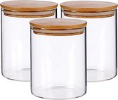 Set van 3x stuks glazen luxe keuken voorraadpotten/voorraadbussen 870 ml- Met luchtdichte deksel - Afmeting: 10 x 12.5 cm