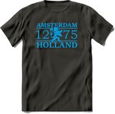 Amsterdam T-Shirt | Souvenirs Holland Kleding | Dames / Heren / Unisex Koningsdag shirt | Grappig Nederland Fiets Land Cadeau | - Donker Grijs - M