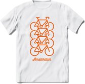 Amsterdam Fiets Stad T-Shirt | Souvenirs Holland Kleding | Dames / Heren / Unisex Koningsdag shirt | Grappig Nederland Fiets Land Cadeau | - Wit - 3XL