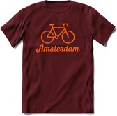 Amsterdam Fiets Stad T-Shirt | Souvenirs Holland Kleding | Dames / Heren / Unisex Koningsdag shirt | Grappig Nederland Fiets Land Cadeau | - Burgundy - L