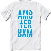 Amsterdam T-Shirt | Souvenirs Holland Kleding | Dames / Heren / Unisex Koningsdag shirt | Grappig Nederland Fiets Land Cadeau | - Wit - L