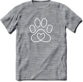 Love Paw - Katten T-Shirt Kleding Cadeau | Dames - Heren - Unisex | Kat / Dieren shirt | Grappig Verjaardag kado | Tshirt Met Print | - Donker Grijs - Gemaleerd - M