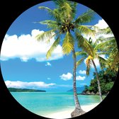 Sanders & Sanders zelfklevende behangcirkel tropisch landschap met palmbomen blauw en groen - 601092 - Ø 70 cm