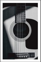 Walljar - Guitar - Zwart wit poster