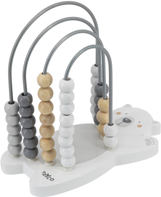 Tryco Wooden Abacus Polar Bear - Houten Telraam - Tellen en Kleuren Herkennen - Stimuleert Fijne Motoriek - Vanaf 18 Maanden