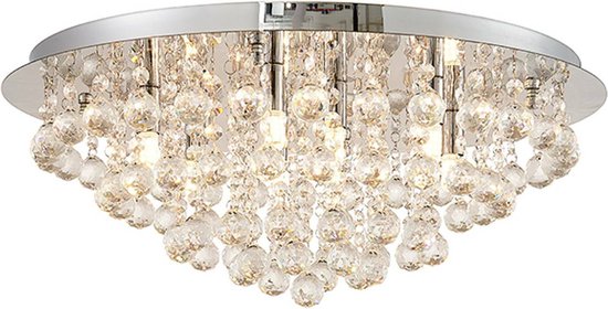 Lindby - plafondlamp - 8 lichts - staal, kristal - H: 25 cm - G9 - chroom
