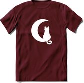 Nacht Wacht - Katten T-Shirt Kleding Cadeau | Dames - Heren - Unisex | Kat / Dieren shirt | Grappig Verjaardag kado | Tshirt Met Print | - Burgundy - XXL