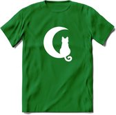 Nacht Wacht - Katten T-Shirt Kleding Cadeau | Dames - Heren - Unisex | Kat / Dieren shirt | Grappig Verjaardag kado | Tshirt Met Print | - Donker Groen - XL