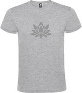 Grijs  T shirt met  print van "Lotusbloem " print Zilver size L