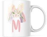 Paas Mok M regenboog konijnen oren | Paas cadeau | Pasen | Paasdecoratie | Pasen Decoratie | Grappige Cadeaus | Koffiemok | Koffiebeker | Theemok | Theebeker