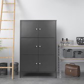 kast-6-deurs kast Metalen opbergkasten Lade-Gray