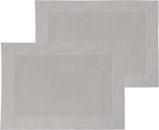 Set van 12x stuks placemats grijs - texaline - 50 x 35 cm - Onderleggers