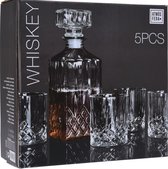 Whiskeyset fles 900ml met dop en 4 glazen